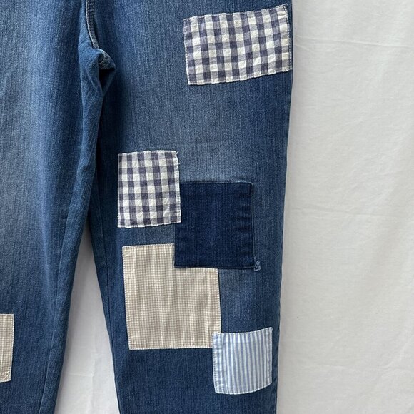 Style & Co. Straight Leg Patchwork Relaxed Denim Jeans Mid-Wash Pockets Women 10 - Picture 8 of 16